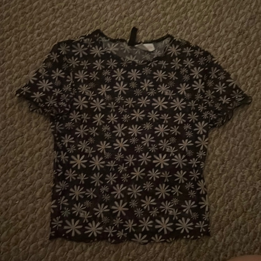 small, floral mesh top